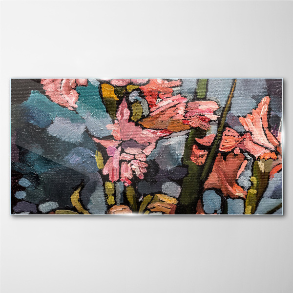 Glasbild Blumenlandschaft in Rosatönen