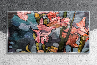 Glasbild Blumenlandschaft in Rosatönen