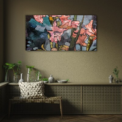 Glasbild Blumenlandschaft in Rosatönen
