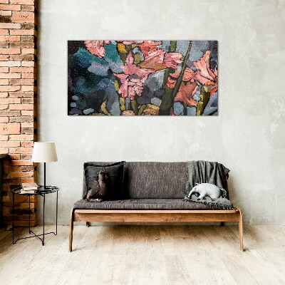 Glasbild Blumenlandschaft in Rosatönen