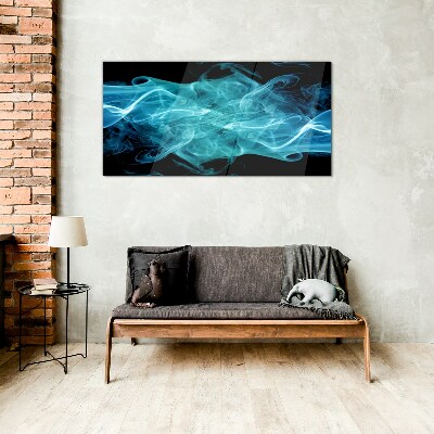 Bild auf glas Eine Welle aus blauem Rauch