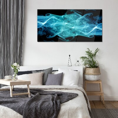 Bild auf glas Eine Welle aus blauem Rauch
