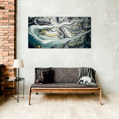 Glasbild Goldene Adern in den Meerestiefen