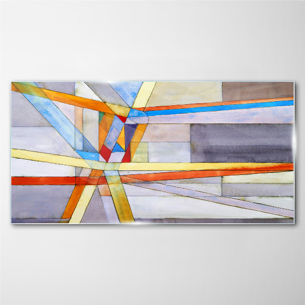 Glasbild Geometrie farbiger Linien