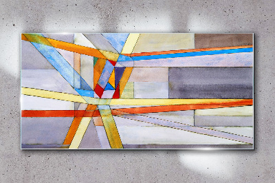 Glasbild Geometrie farbiger Linien