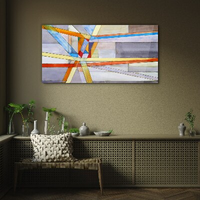 Glasbild Geometrie farbiger Linien