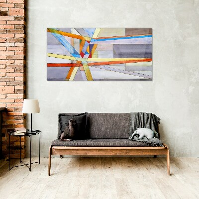 Glasbild Geometrie farbiger Linien