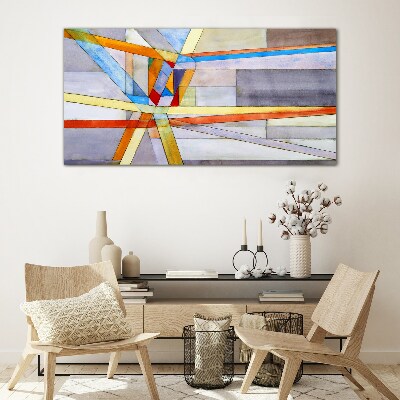 Glasbild Geometrie farbiger Linien