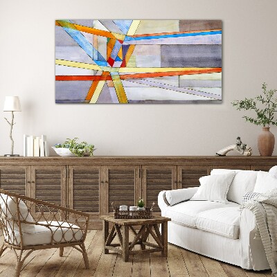 Glasbild Geometrie farbiger Linien