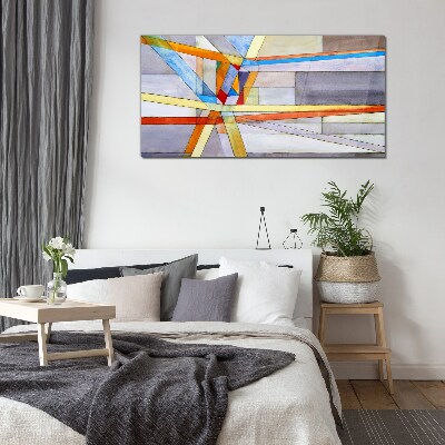 Glasbild Geometrie farbiger Linien