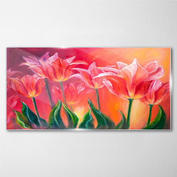 Glasbild Tulpen in Rosatönen