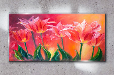 Glasbild Tulpen in Rosatönen
