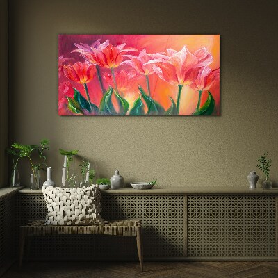 Glasbild Tulpen in Rosatönen