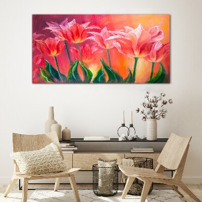 Glasbild Tulpen in Rosatönen