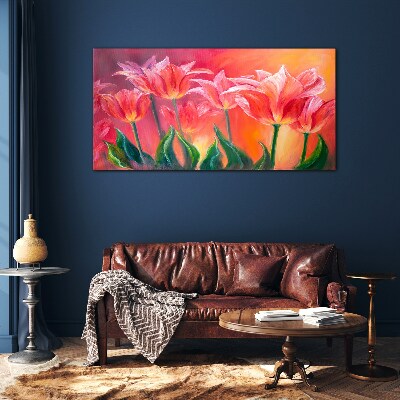 Glasbild Tulpen in Rosatönen