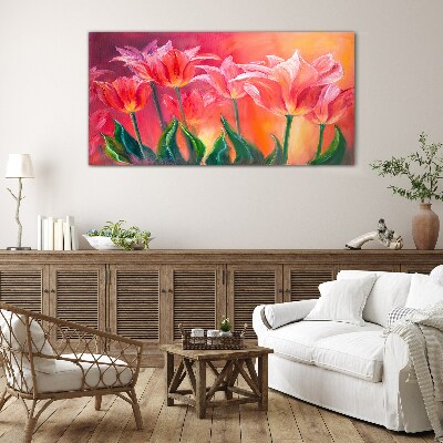 Glasbild Tulpen in Rosatönen