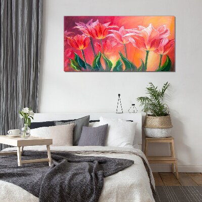 Glasbild Tulpen in Rosatönen