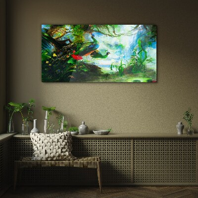 Glasbild Die geheimnisvolle Welt der Pfauenvögel