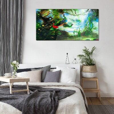 Glasbild Die geheimnisvolle Welt der Pfauenvögel