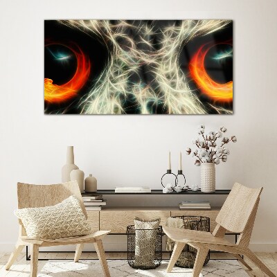 Glasbild Augen aus Feuer und Geheimnis