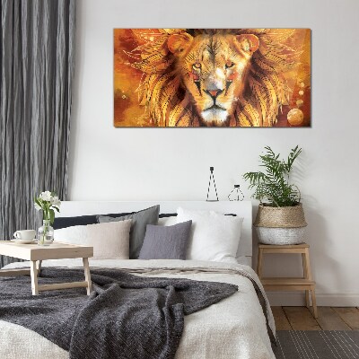 Glas bild Löwe in goldener Majestät