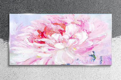 Glasbild Rosa Pfingstrose mit zartem Glanz
