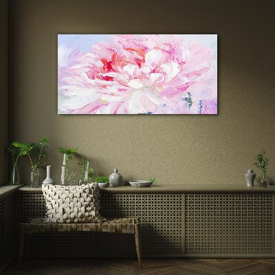 Glasbild Rosa Pfingstrose mit zartem Glanz
