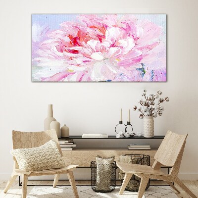 Glasbild Rosa Pfingstrose mit zartem Glanz
