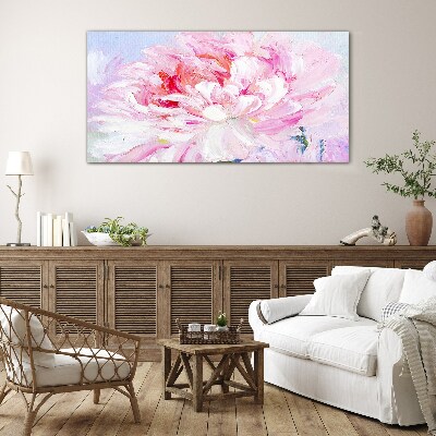 Glasbild Rosa Pfingstrose mit zartem Glanz