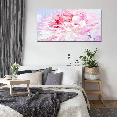 Glasbild Rosa Pfingstrose mit zartem Glanz