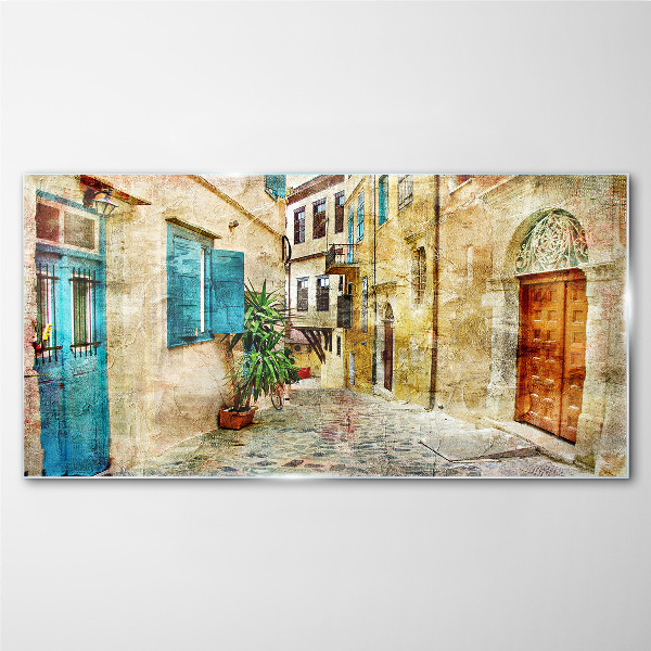 Glas bild Türfenster in der Stadtgasse