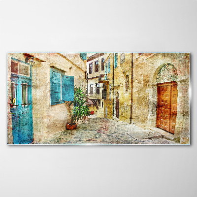 Glas bild Türfenster in der Stadtgasse