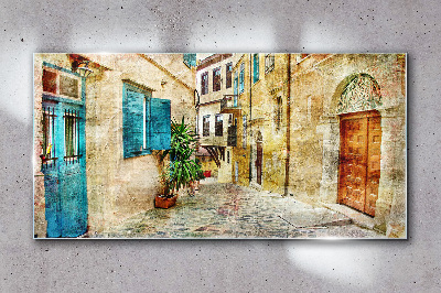 Glas bild Türfenster in der Stadtgasse