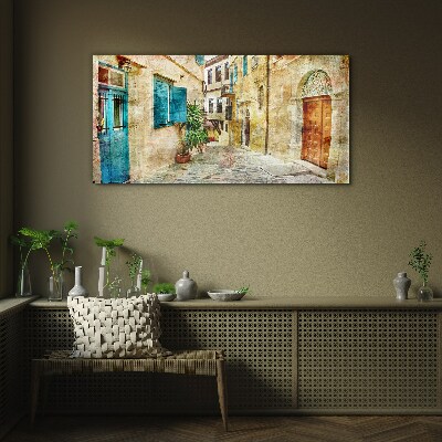 Glas bild Türfenster in der Stadtgasse