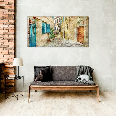 Glas bild Charmante Straßen in Pastellfarben