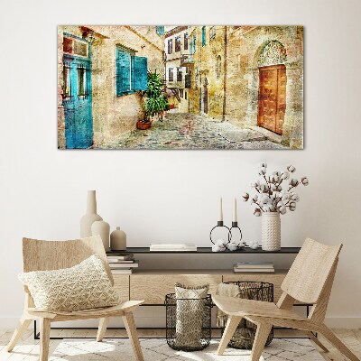 Glas bild Türfenster in der Stadtgasse