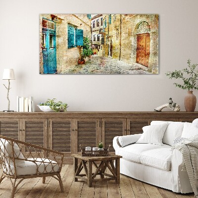 Glas bild Charmante Straßen in Pastellfarben