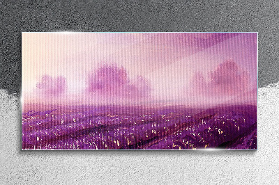 Glasbild Lila Landschaft am Morgen