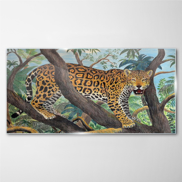 Glasbild Jaguar in einem tropischen Wald