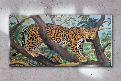Glasbild Jaguar in einem tropischen Wald
