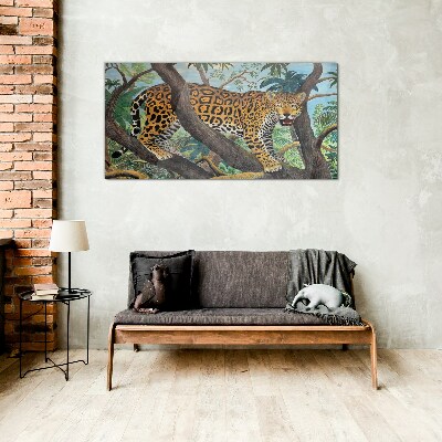 Glasbild Jaguar in einem tropischen Wald