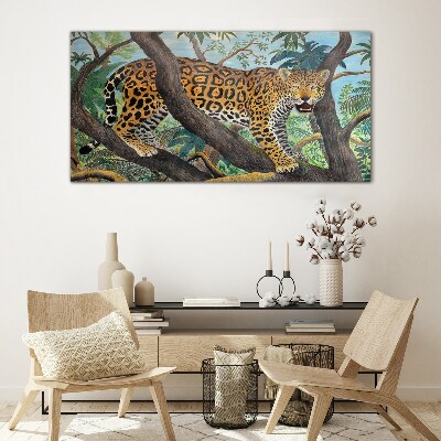 Glasbild Jaguar in einem tropischen Wald