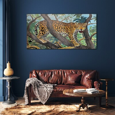 Glasbild Jaguar in einem tropischen Wald