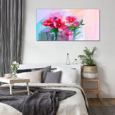 Glasbild Blumentanz in Pastellfarben