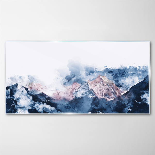 Bild auf glas Berglandschaft in Blautönen