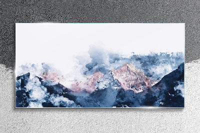 Bild auf glas Berglandschaft in Blautönen