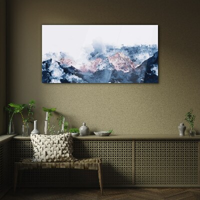 Bild auf glas Berglandschaft in Blautönen