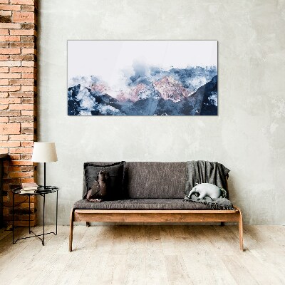 Bild auf glas Berglandschaft in Blautönen