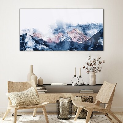 Bild auf glas Berglandschaft in Blautönen