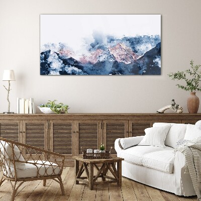 Bild auf glas Berglandschaft in Blautönen